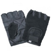 Black Mesh/Leather Fingerless Gloves