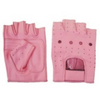 Ladies PInk Leather Fingerless Gloves
