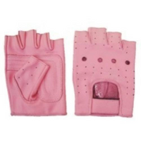 Ladies PInk Leather Fingerless Gloves