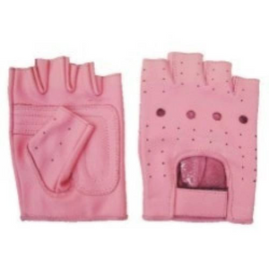 Ladies PInk Leather Fingerless Gloves
