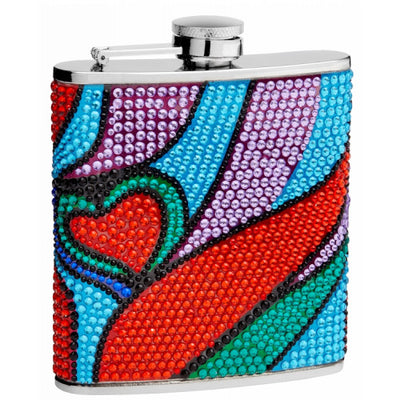 6oz Heart & Wave Rhinestone Flask