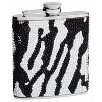 6oz Zebra Rhinestone Flask