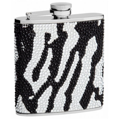6oz Zebra Rhinestone Flask