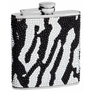 6oz Zebra Rhinestone Flask